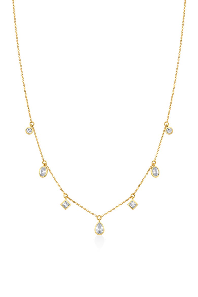 Multicut Station Pendant Necklace, Main, color, 18KT YELLOW GOLD / CLEAR STONE