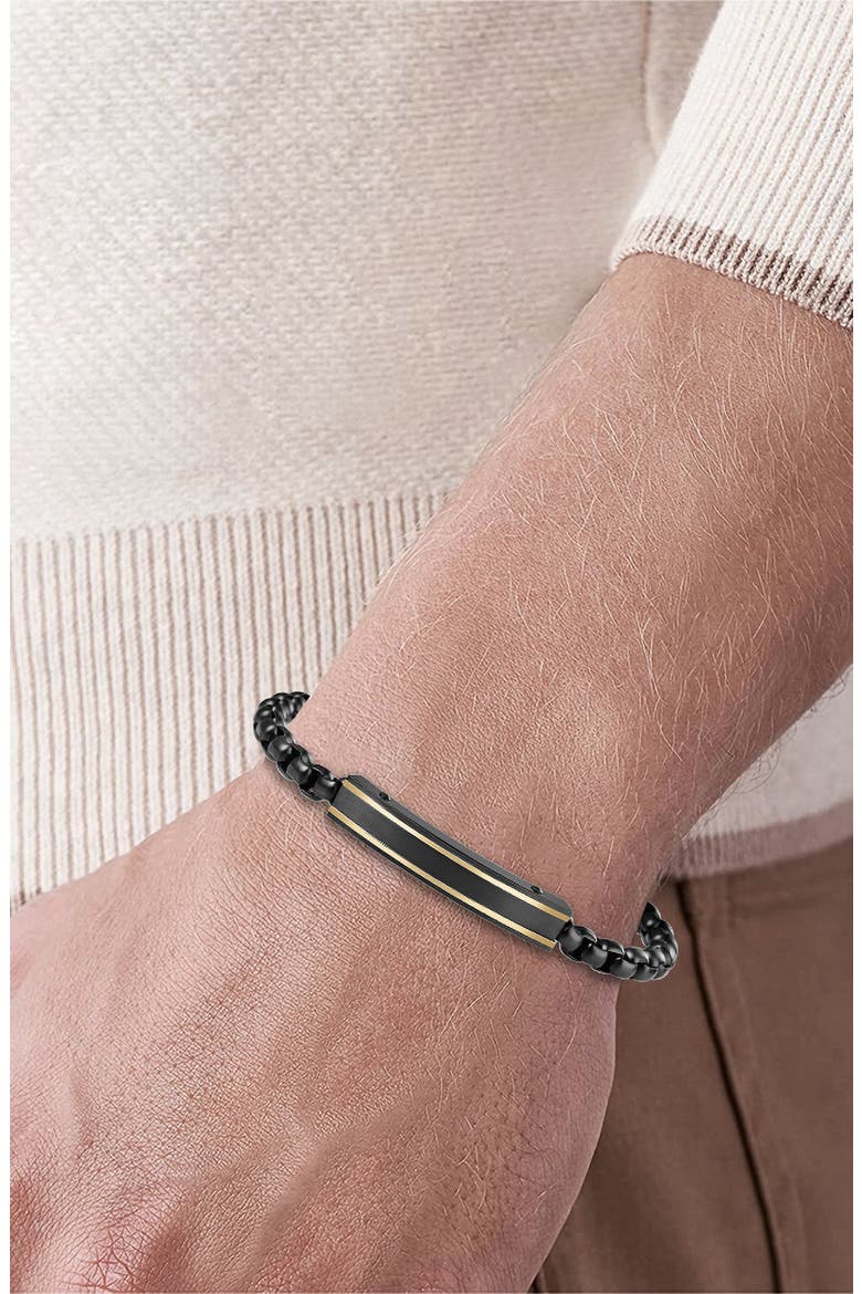 Men's ID Tag Box Chain Bracelet, Alternate, color, BLACK