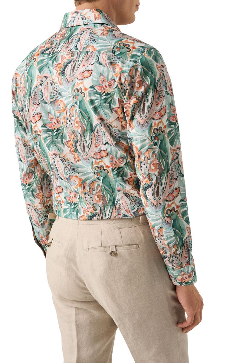 Eton Slim Fit Floral Cotton Twill Dress Shirt, Alternate, color, 