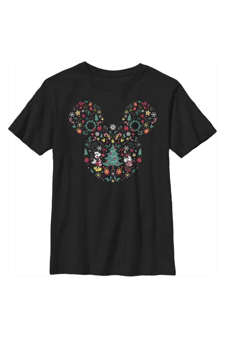 Boy's Mickey & Friends Christmas Silhouette Graphic Tee, Main, color, Black