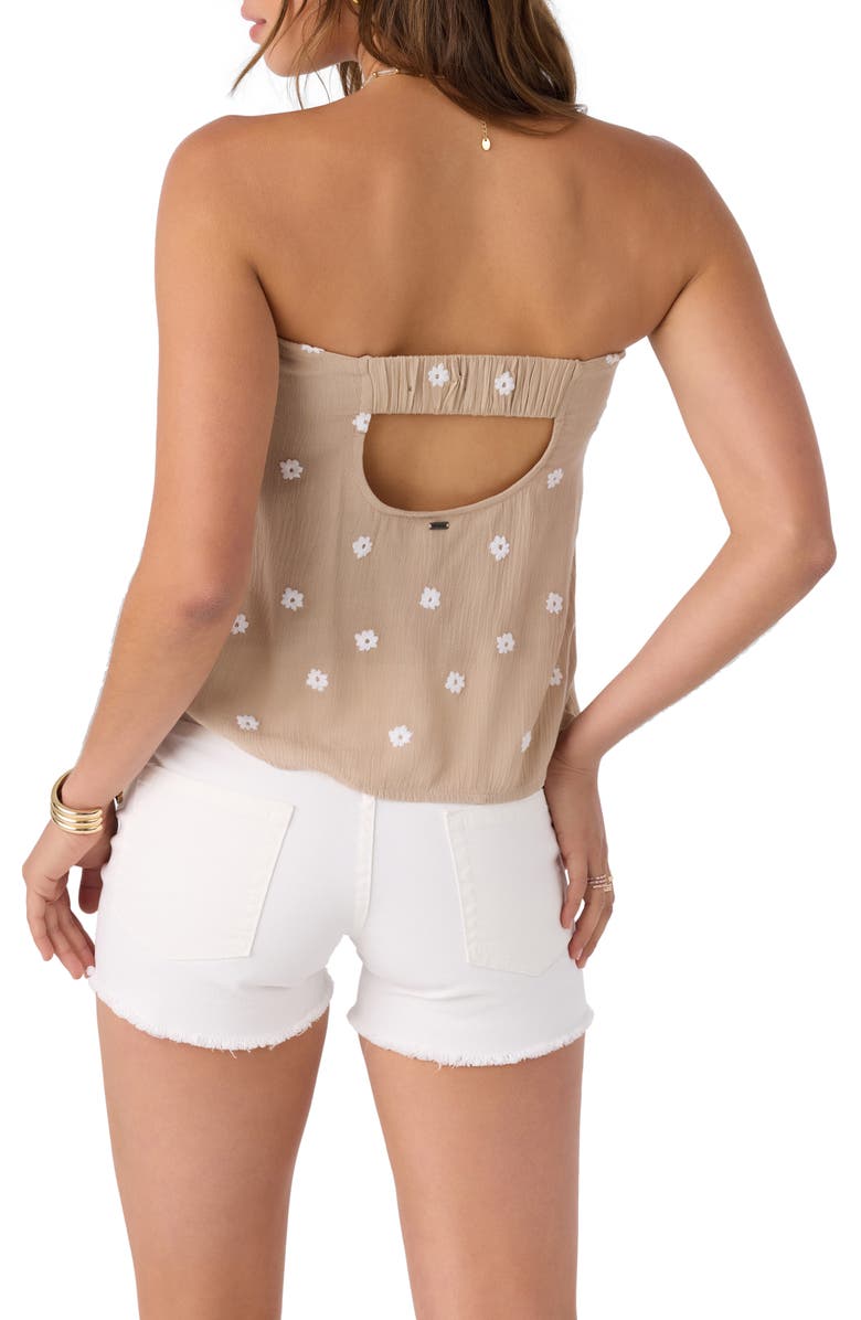 O'Neill Katia Floral Embroidered Strapless Top, Alternate, color, 