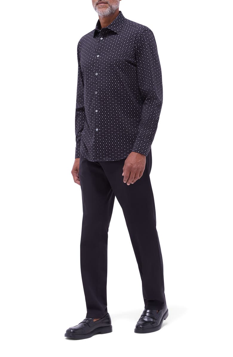 Bugatchi James OoohCotton<sup>®</sup> Floral Button-Up Shirt, Alternate, color, Black