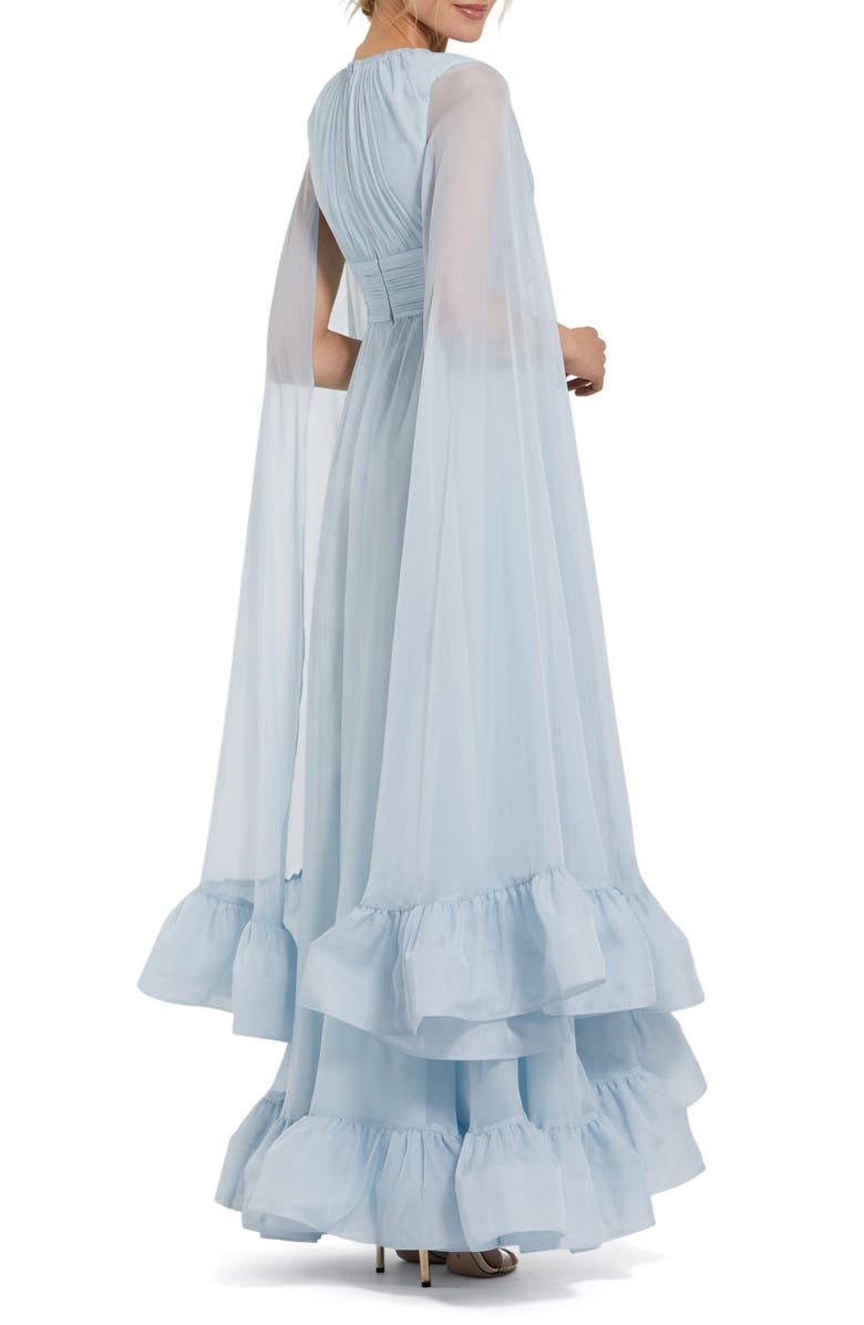 Mac Duggal Chiffon Cape Sleeve Midi Dress With Keyhole, Alternate, color,