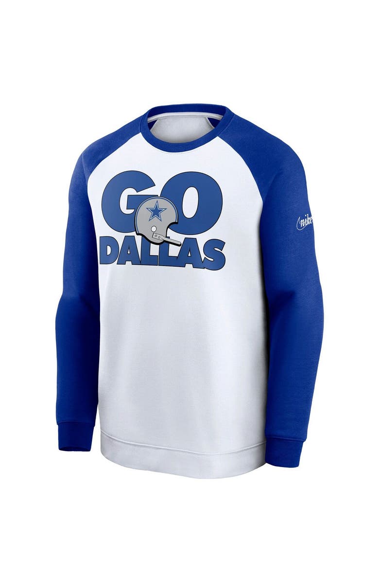 Nike Men's Nike White/Royal Dallas Cowboys Fan Gear Throwback Go Helmet Sweatshirt, Alternate, color, White