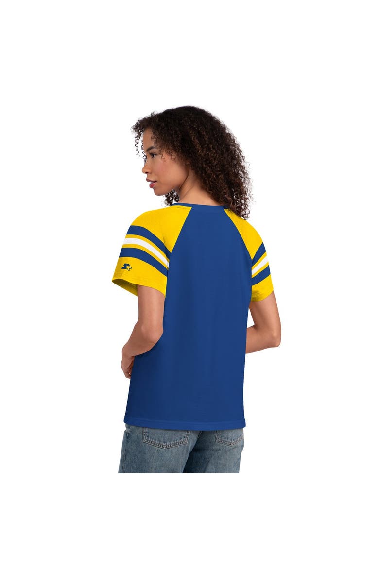 Women's Starter  Royal Los Angeles Rams Game On Notch Neck Raglan T-Shirt, Alternate, color, Royal