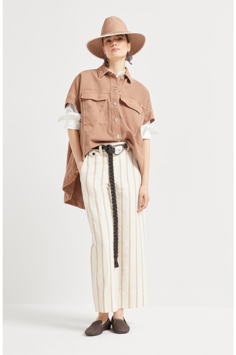 Overshirt with monili, Alternate, color, Rust Brown