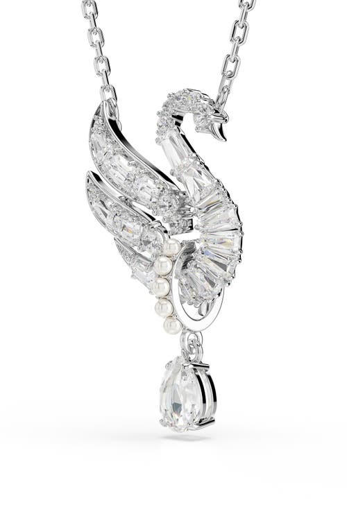 Swarovski Swan Vienna Rhodium Plated Pendant Necklace In Silver