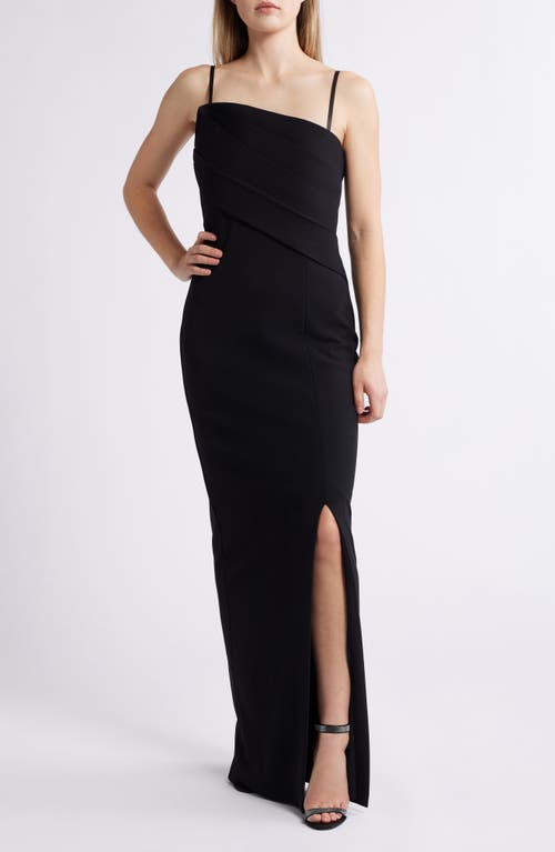 Vince Camuto Drape Neckline Sleeveless Gown In Black