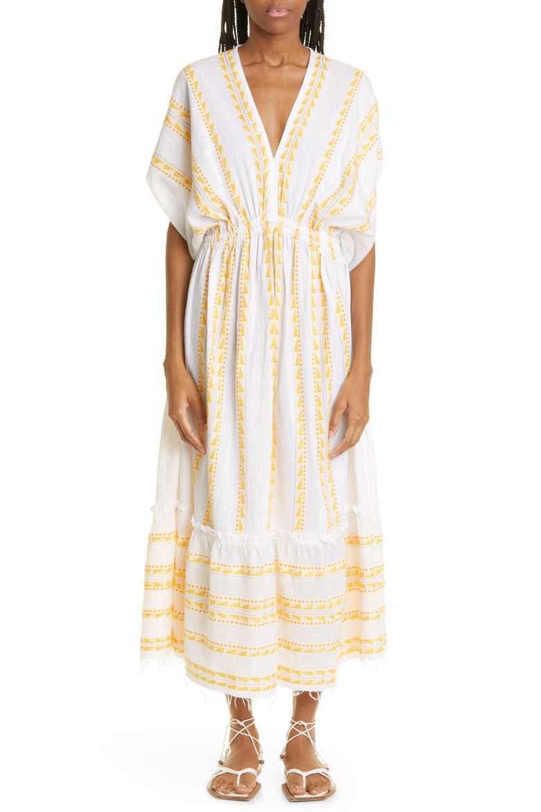 Abeba Plunge Neck Cover-Up Maxi Dress, Main, color, SUNSHINE YELLOW