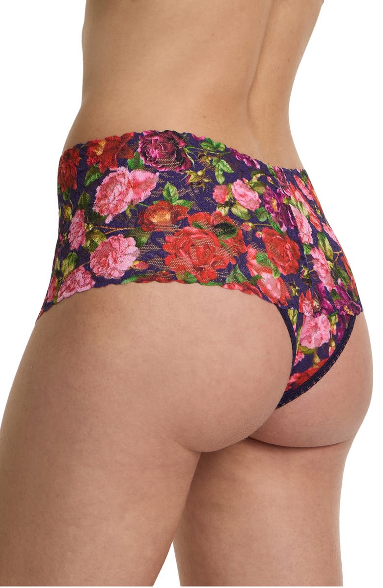 Hanky Panky Print High Waist Retro Thong, Alternate, color, Winters Tale Navy