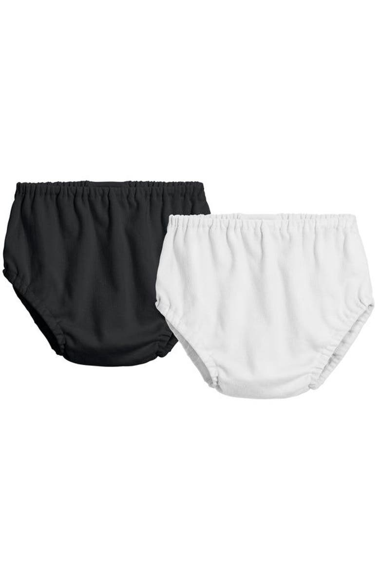 City Threads USA-Made Baby Unisex 100% Soft Cotton Diaper Cover 2-Pack, Main, color, Black/White
