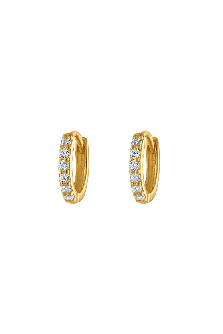 Gold Pavé Six Mm Huggie Hoop Earring, Main, color, Gold