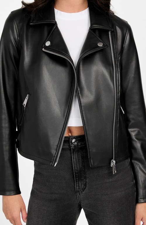 Guess Miko Faux Leather Moto Jacket In Black