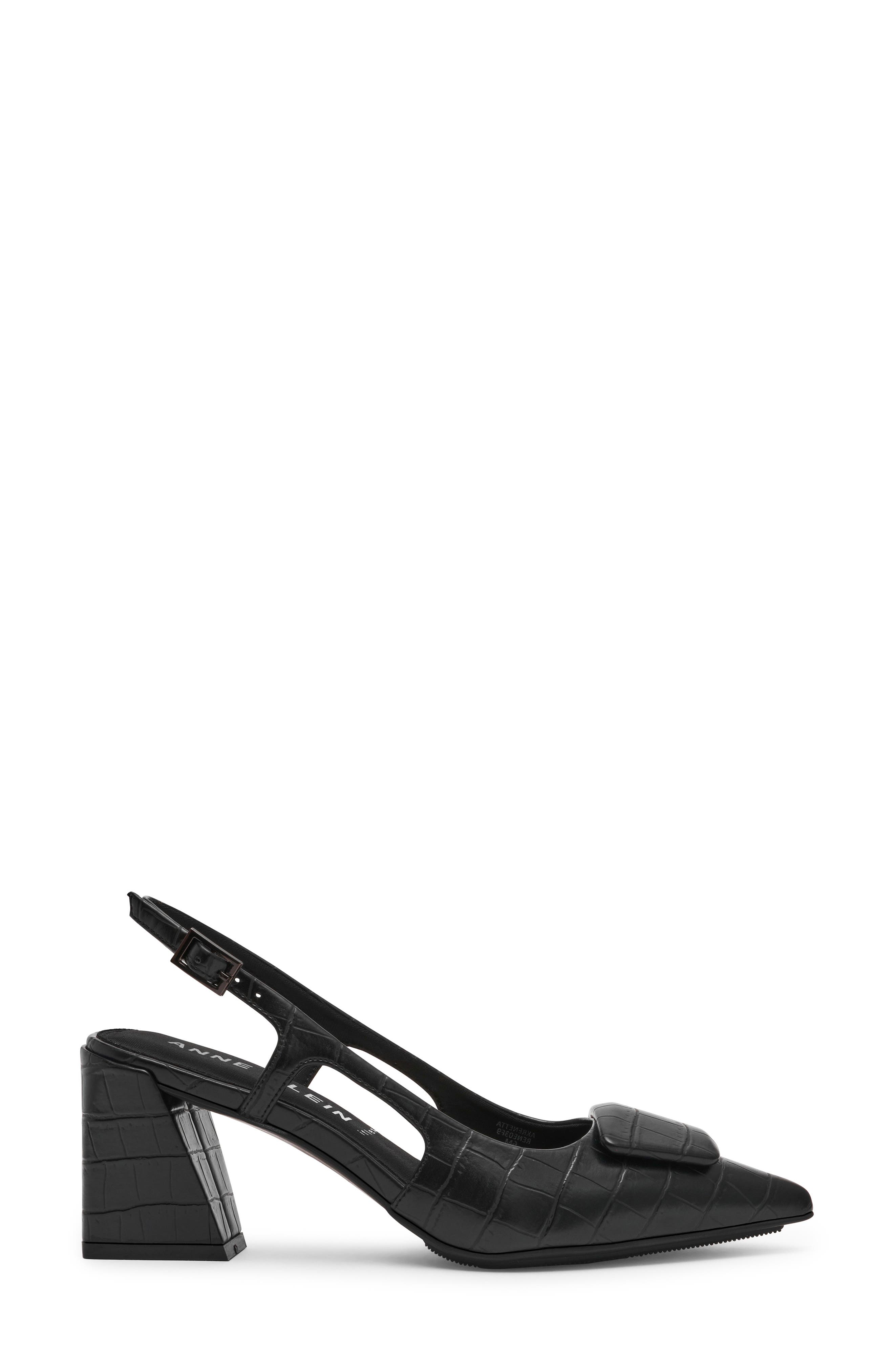 Anne Klein Renatta Slingback Pointed Toe Pump, Alternate, color, Black Croc