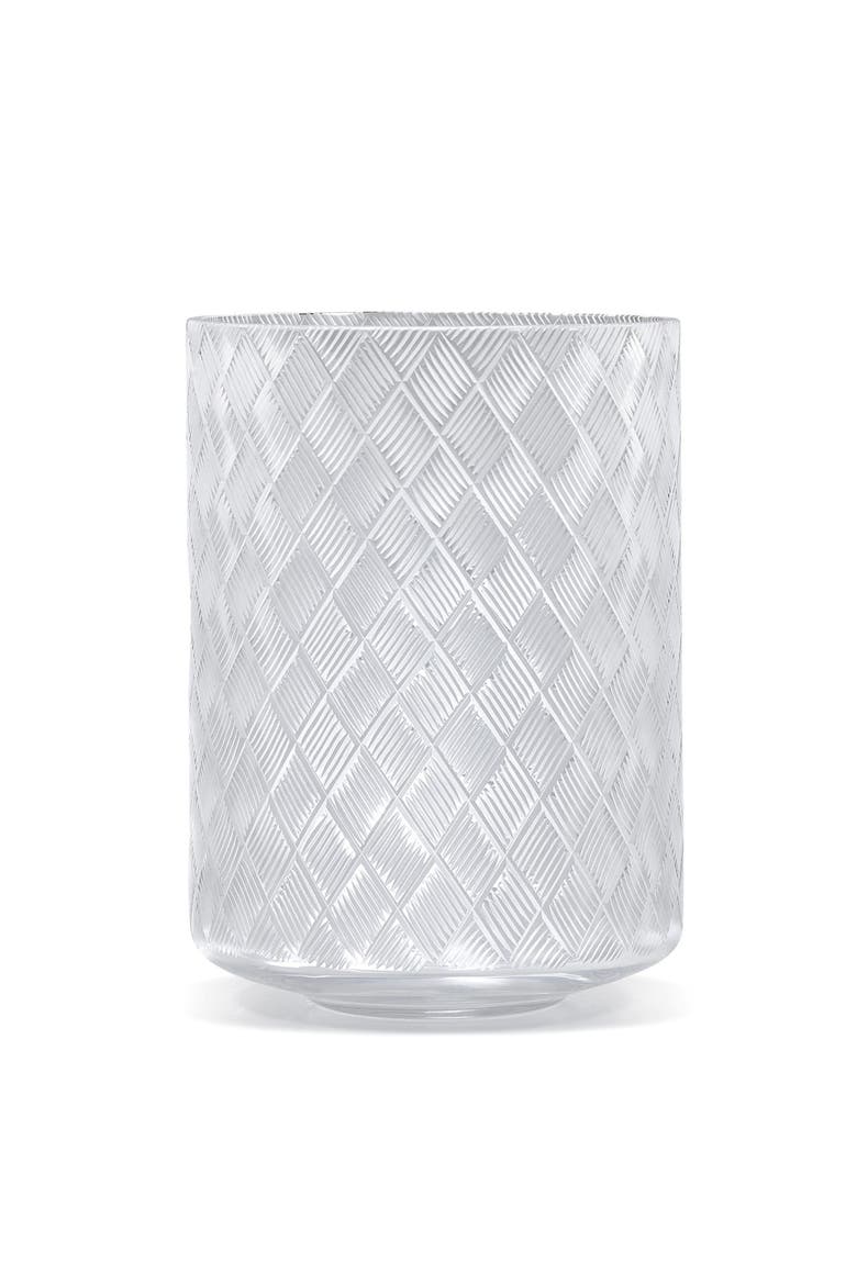 Basketweave Waste Basket, Main, color, CLEAR