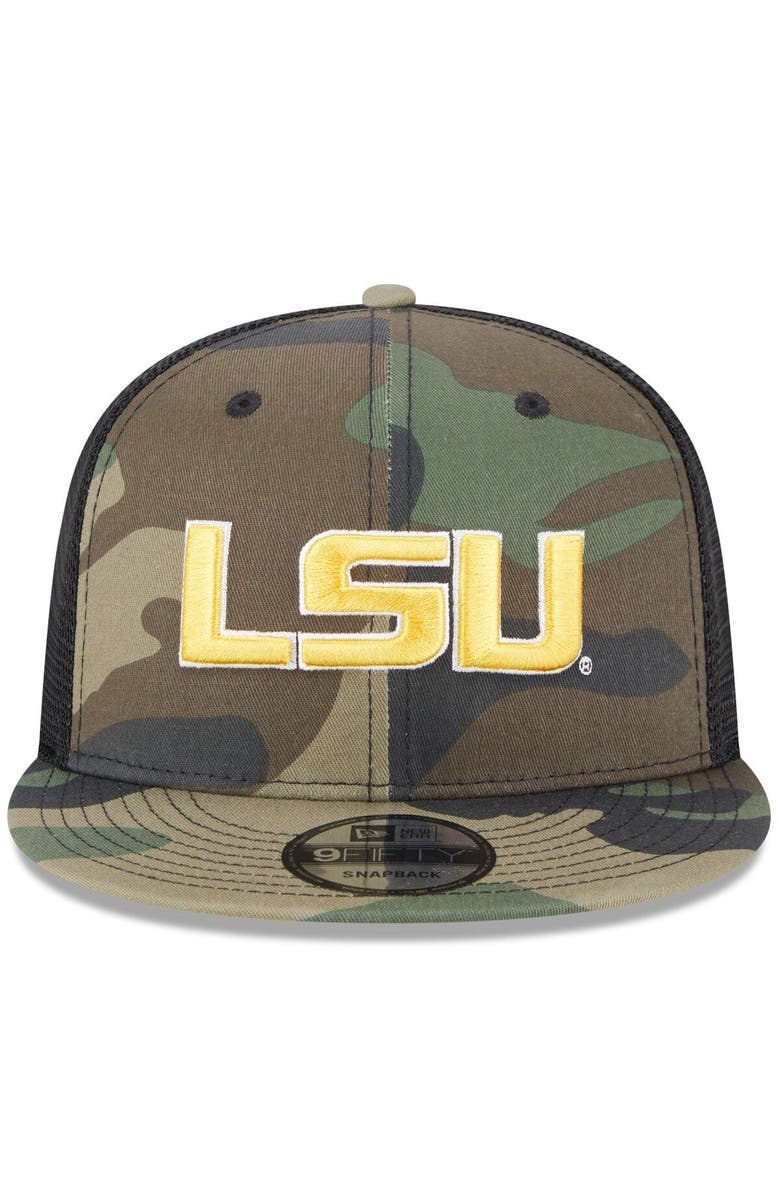 New Era Men's New Era Camo/Black LSU Tigers Classic Trucker 9FIFTY Snapback Hat, Alternate, color, 