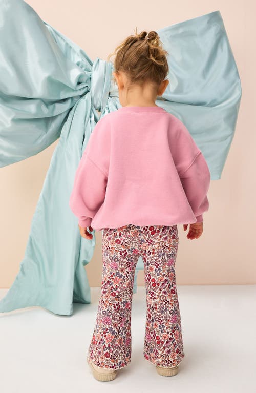 Next Kids' Reindeer Appliqué Graphic Sweatshirt & Floral Leggings Set In Brown