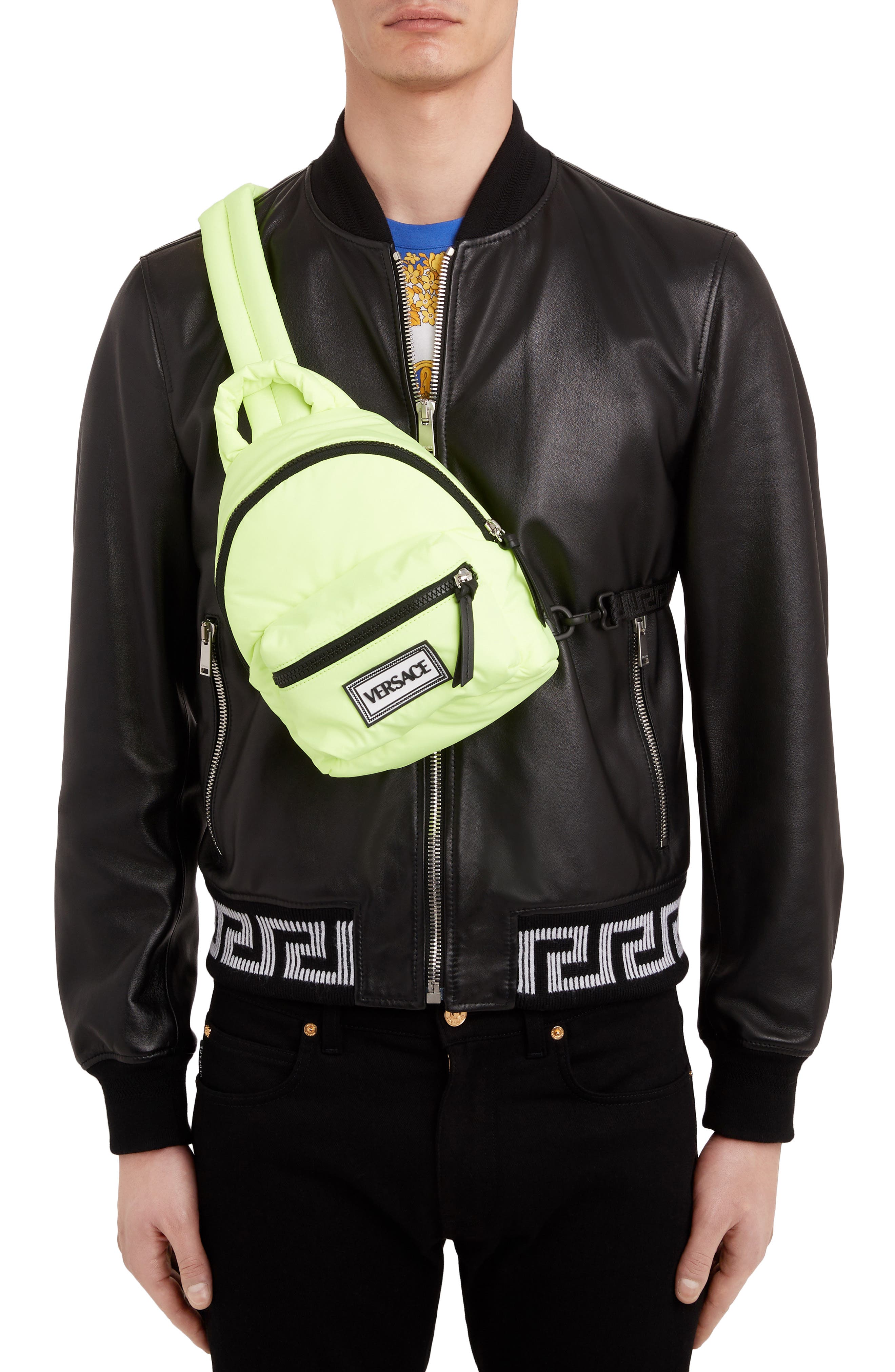 Versace Mini Nylon Crossbody Bag, Alternate, color, 