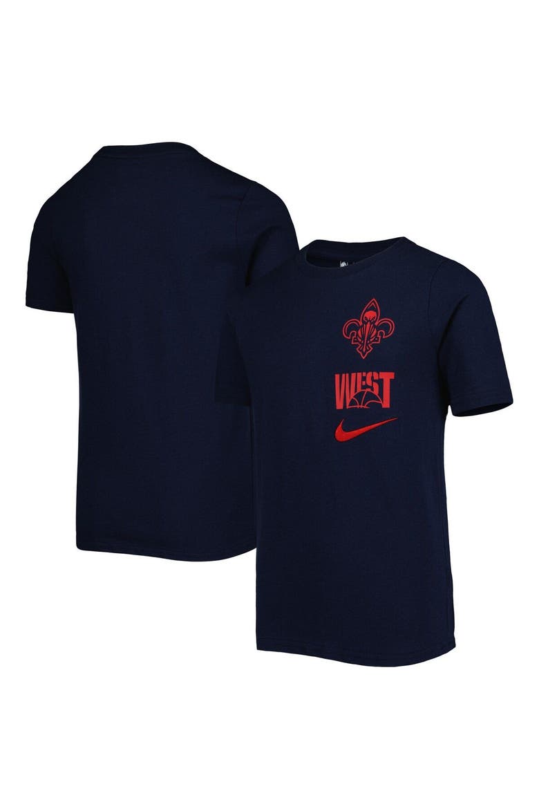 Youth Nike  Navy New Orleans Pelicans Vs Block Essential T-Shirt, Main, color, Navy