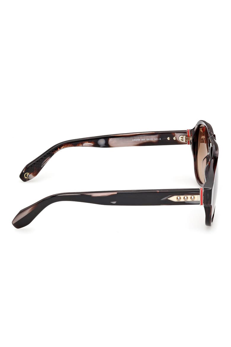 58mm Gradient Pilot Sunglasses, Alternate, color, STRIPED BLACK AND PEARL GRAD