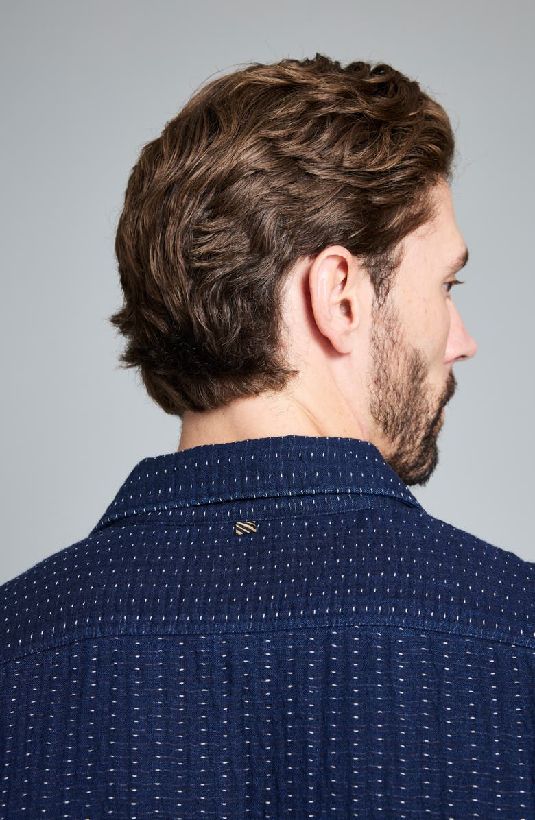 Billy Reid Pin Dot Cotton Dobby Overshirt, Alternate, color, Carbon Blue