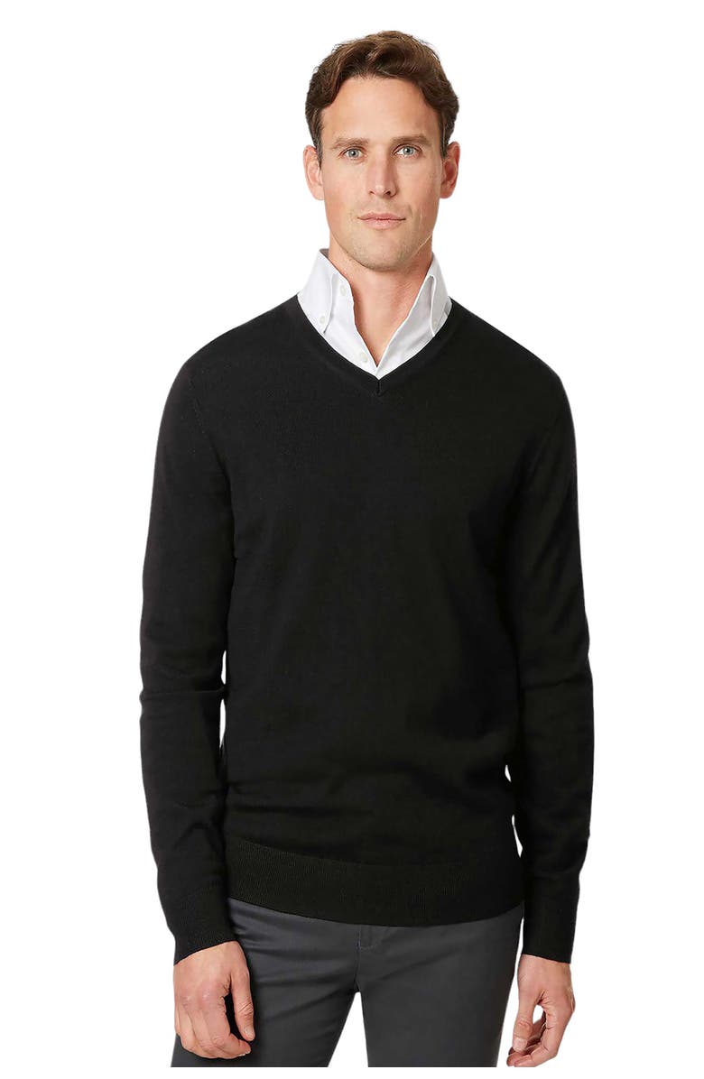 Charles Tyrwhitt Pure Merino V Neck Sweater, Main, color, Black