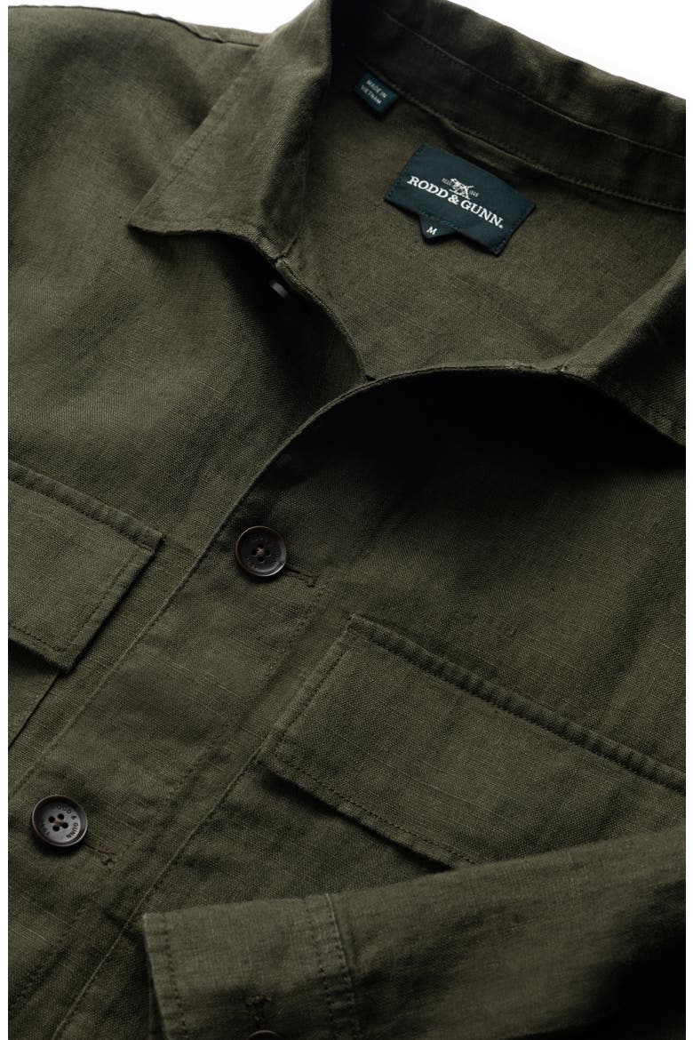Resort Linen Overshirt, Alternate, color, DARK OLIVE