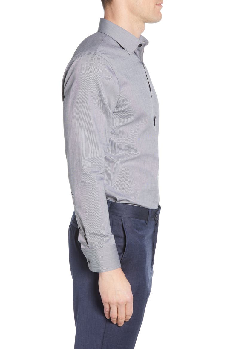 Extra Trim Fit Non-Iron Solid Dress Shirt, Alternate, color, GREY CASTLEROCK