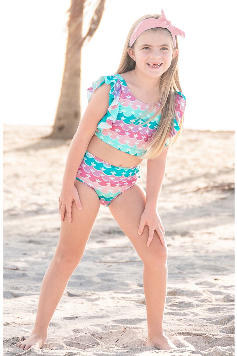 Kids' Butterfly Tankini Two-Piece Swimsuit & Headband Set, Alternate, color, PINK