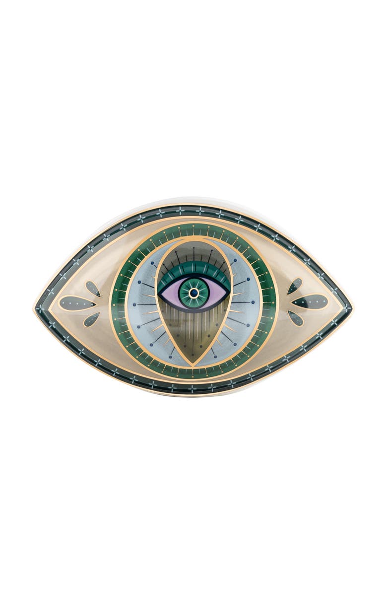 Karma and Luck Protective Abundance - Evil Eye Ceramic Statue, Main, color, White/Green/Beige/Blue/Gold