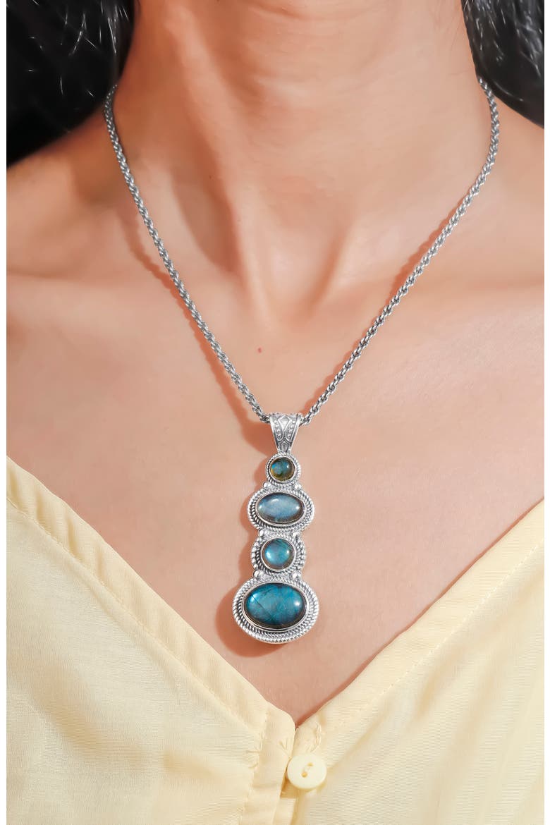 Labradorite Tiered Pendant Necklace, Alternate, color, BLUE