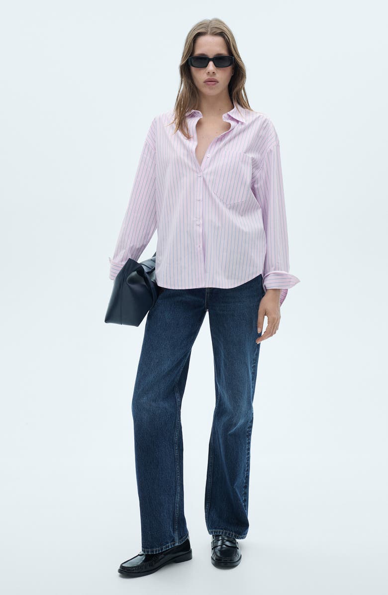 MANGO Stripe Cotton Button-Up Shirt, Alternate, color, 