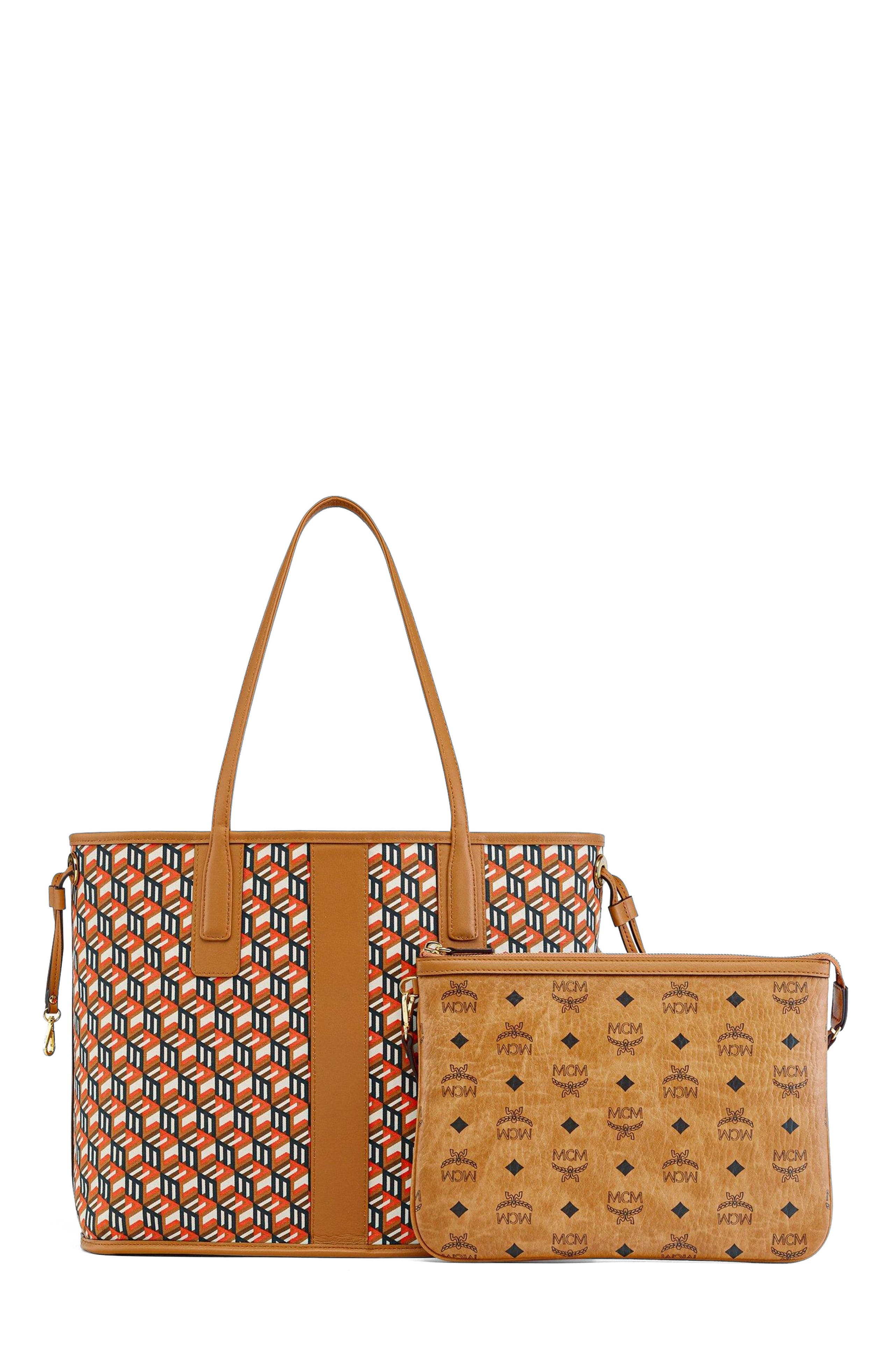 MCM Reversible Liz Shopper in Bandana Visetos, Alternate, color, 