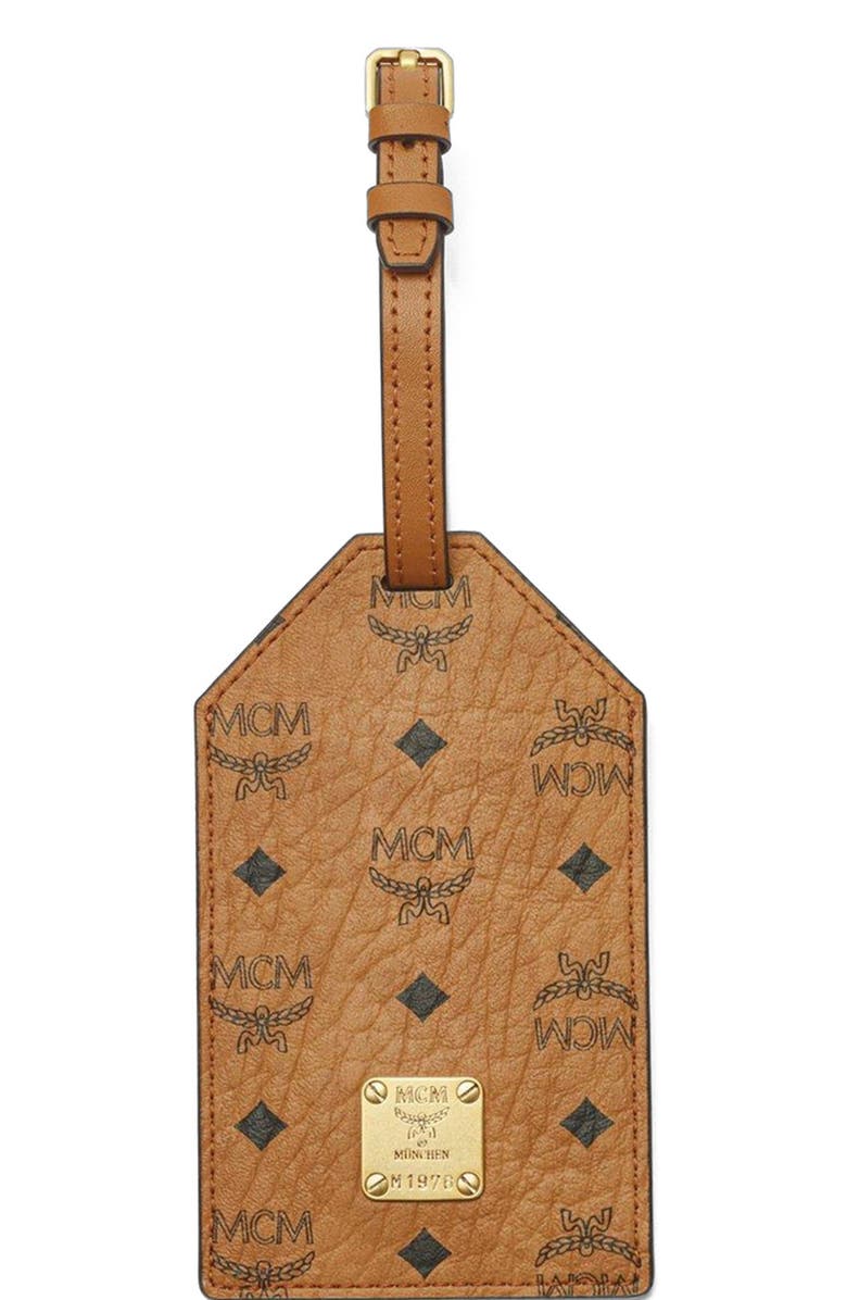 MCM Ottomar Luggage Tag in Visetos, Main, color, Brown