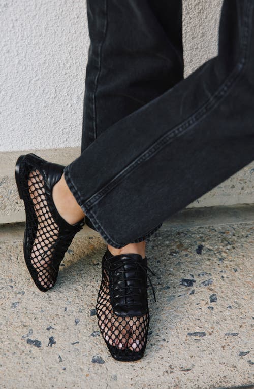 Andrea Gomez Antonia Woven Leather Oxford Flats In Black