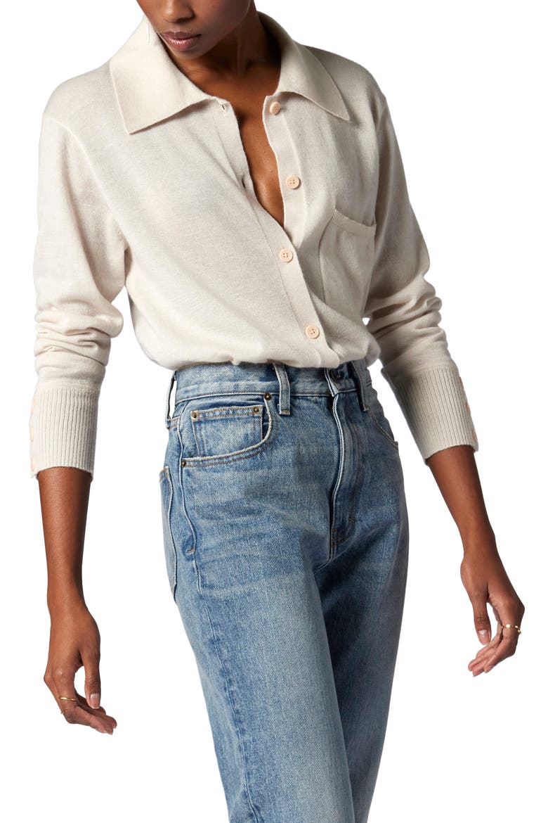 Corinne Cashmere Button-Up Shirt, Alternate, color, SHIFTING SAND