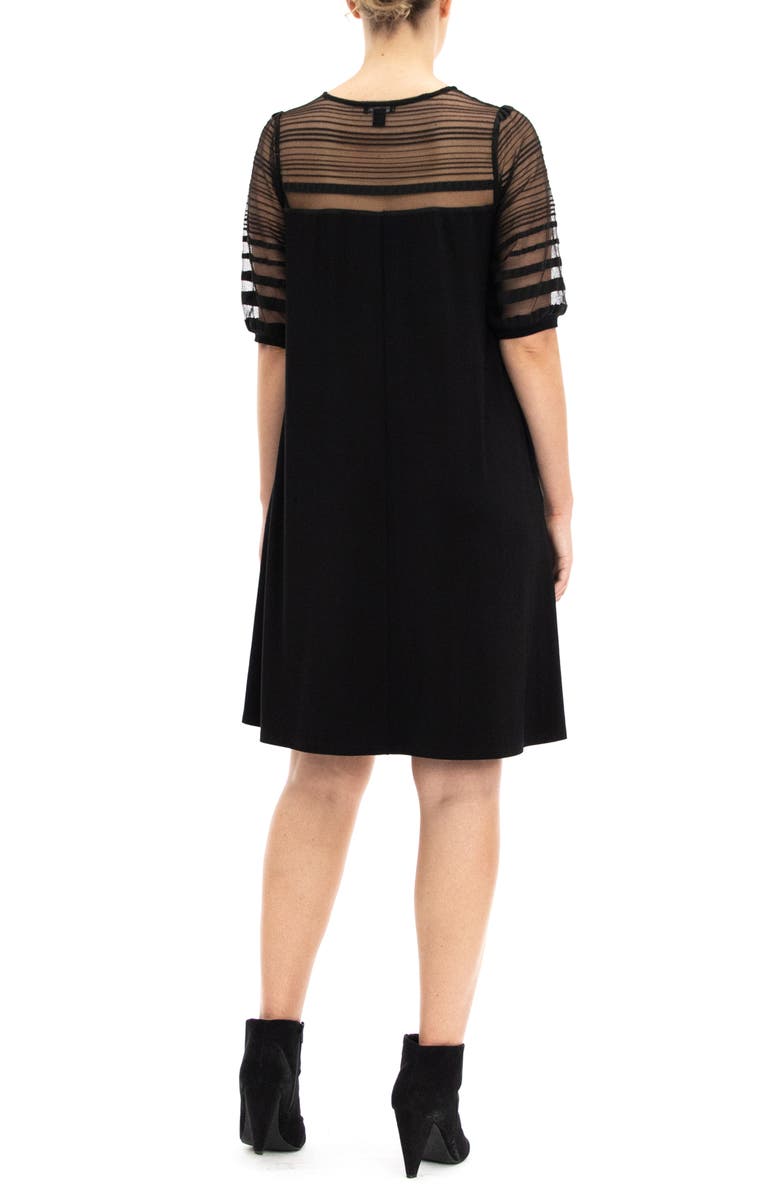 Nina Leonard Stripe Mesh Dress, Alternate, color, 