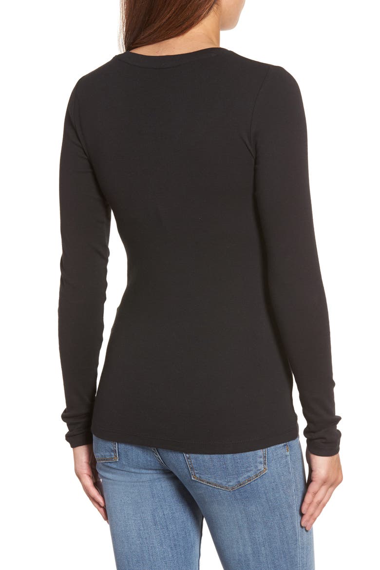 'Melody' Long Sleeve Scoop Neck Tee, Alternate, color, BLACK