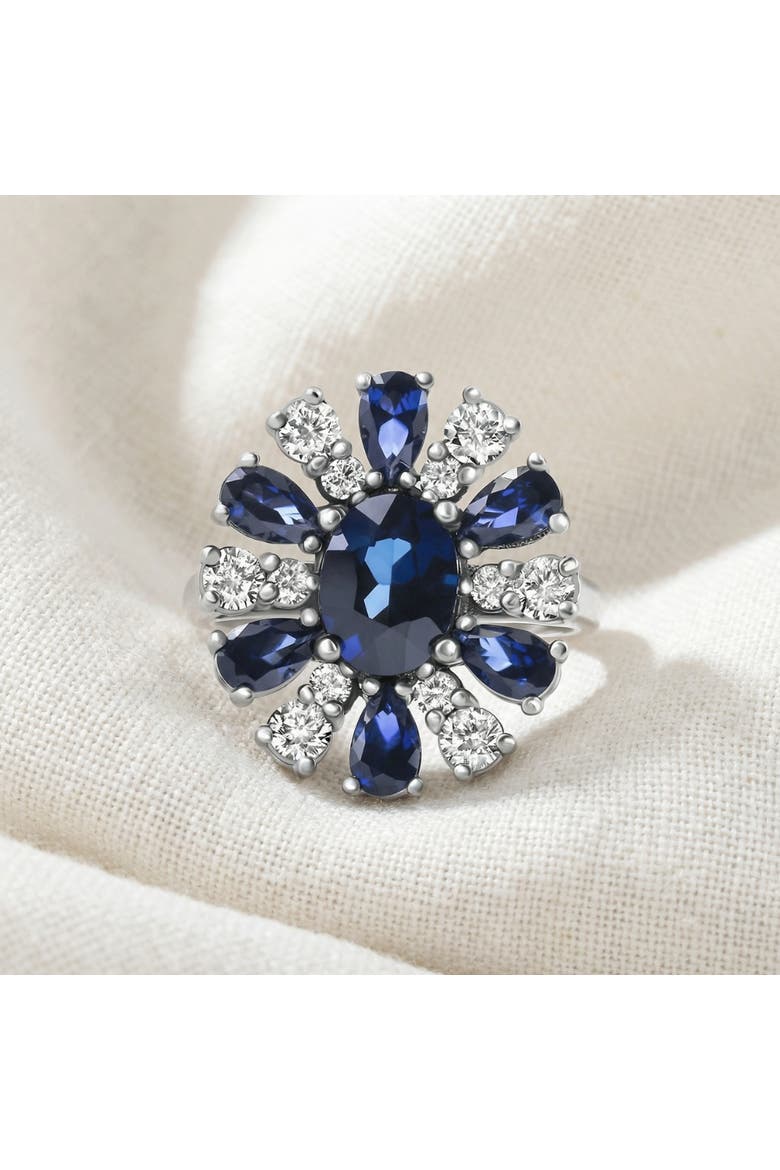 3.80Ct Nicole Blue Sapphire Diamond Ring 14k Gold Lab Grown, Alternate, color, 14k White Gold