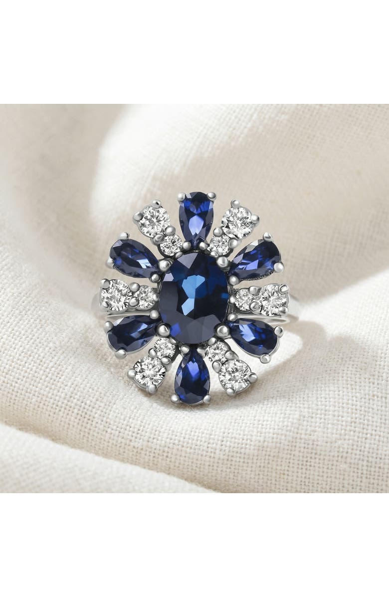 Bliss Diamond 3.80Ct Nicole Blue Sapphire Diamond Ring 14k Gold Lab Grown, Alternate, color, 14K White Gold