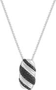 EFFY Sterling Silver Pavé Black Spinel Oval Pendant Necklace