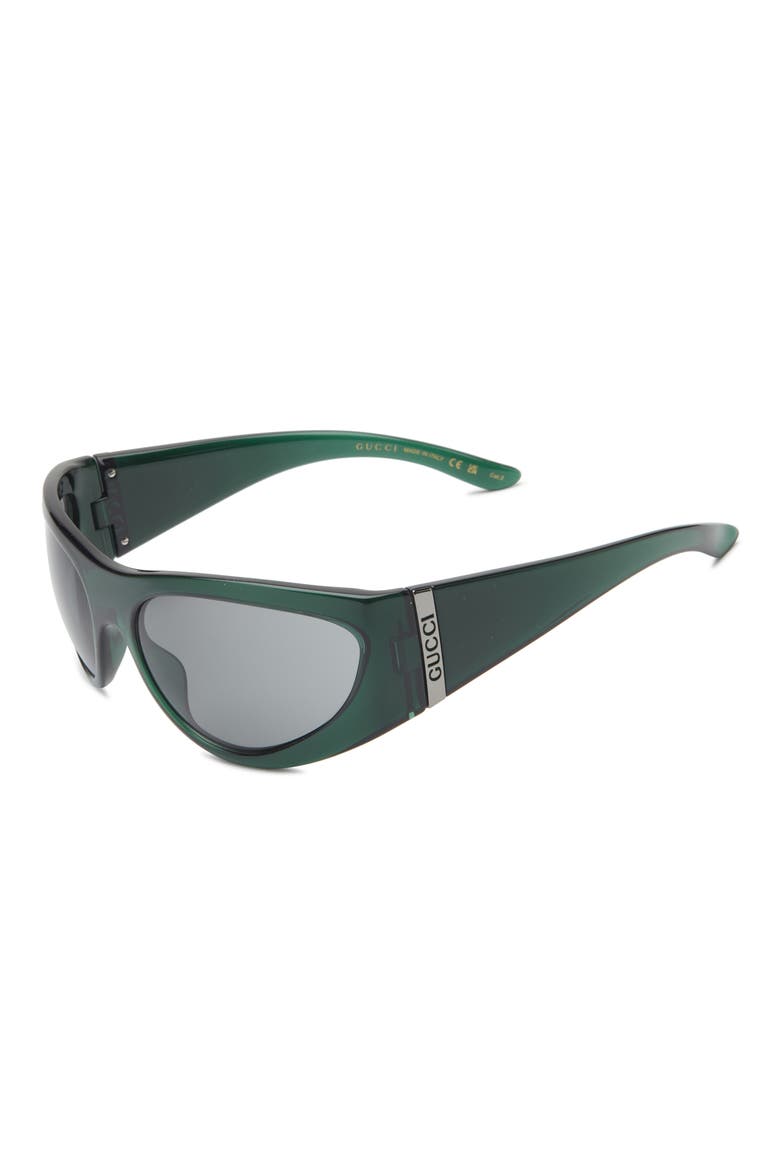 63mm Oversize Oval Wrap Sunglasses, Alternate, color, GREEN GREEN GREY