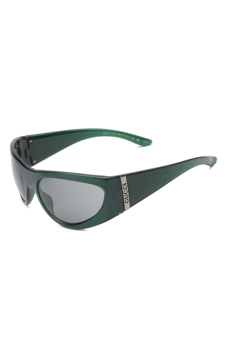 Gucci Oversize 63mm Oval Sunglasses, Alternate, color, Green Green Grey