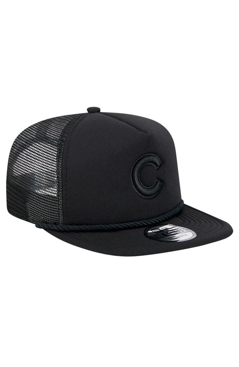 New Era Men's New Era Black Chicago Cubs Tone Foam Meshback Golfer Snapback Hat, Alternate, color,