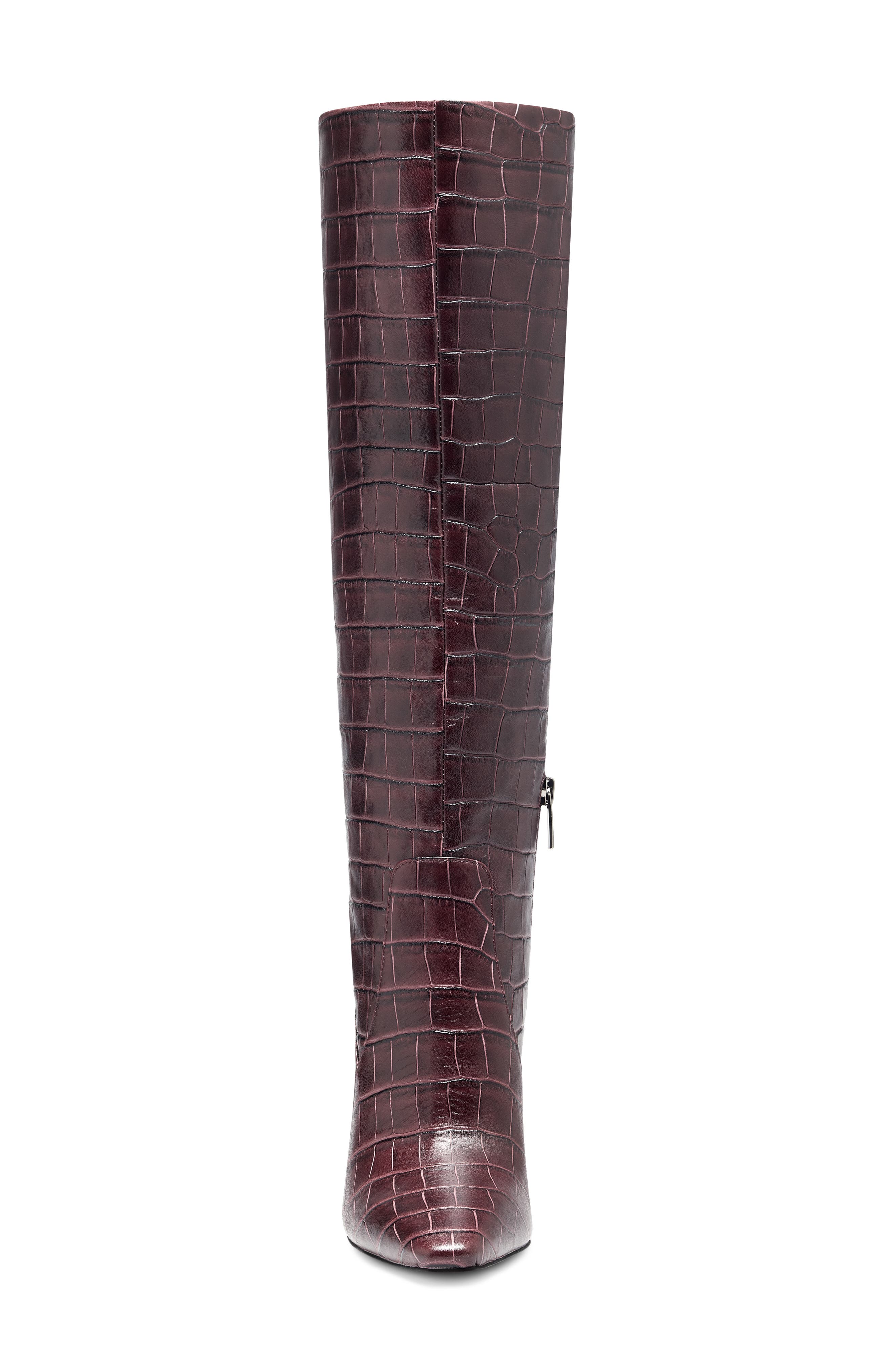 Fendels Knee High Boot, Alternate, color, RED VIOLET CROCO