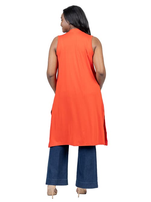 24seven Comfort Apparel Long Sleeveless Cardigan Vest In Multi