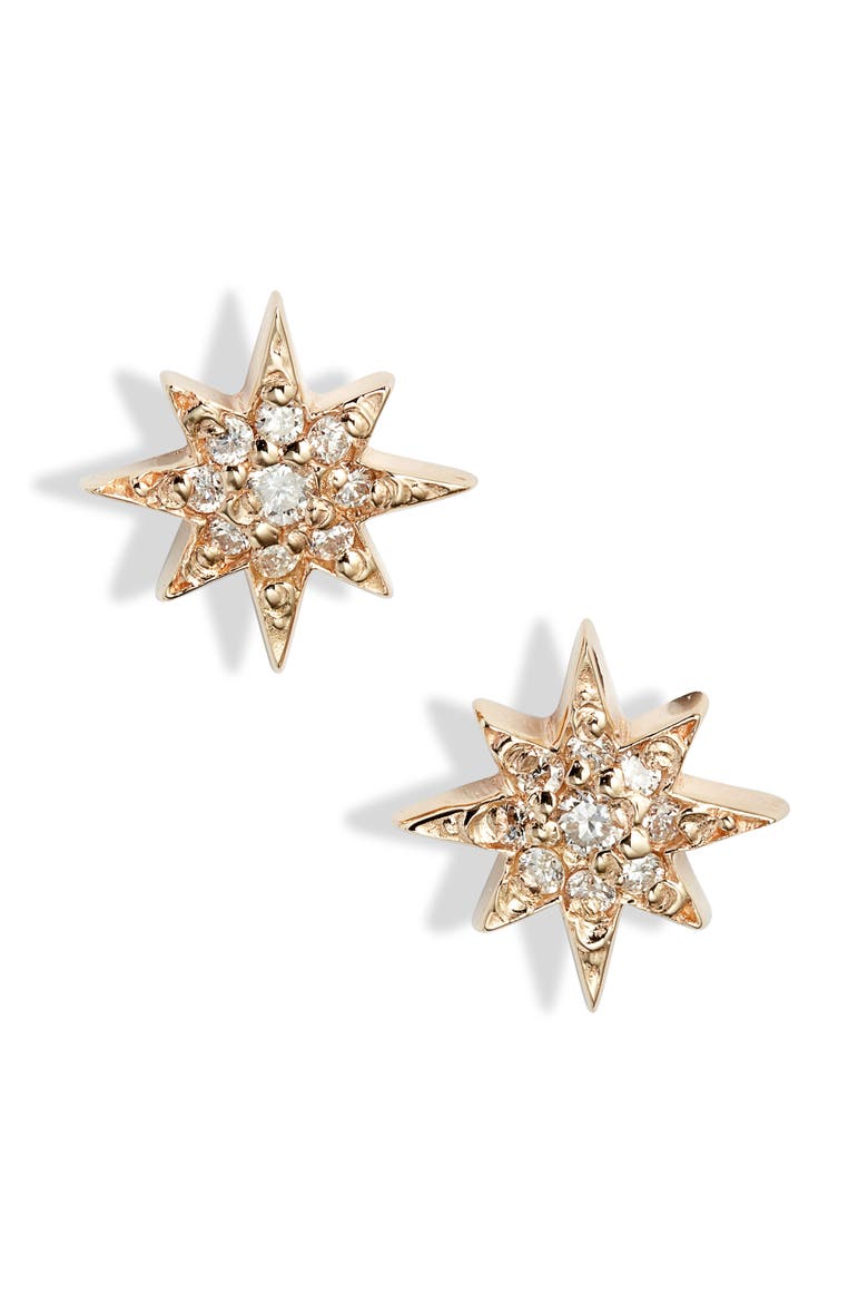 North Star Stud Earrings, Main, color, YELLOW GOLD