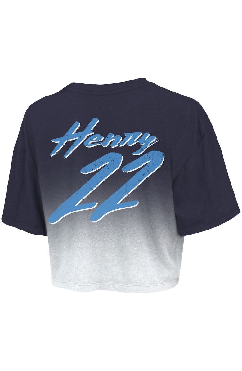 Majestic Threads Women's Majestic Threads Derrick Henry Navy/White Tennessee Titans Dip-Dye Player Name & Number Crop Top, Alternate, color, Navy