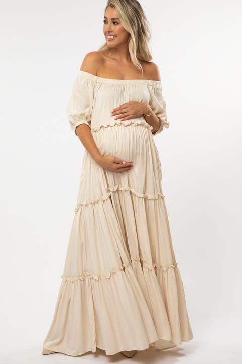 Off Shoulder Ruffle Tiered Maxi Dress