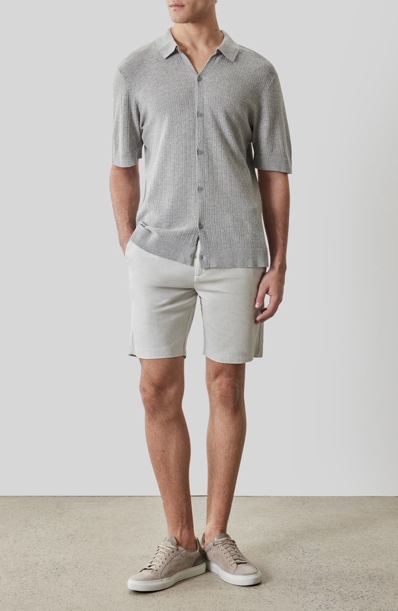 Robert Barakett Kestrel Short Sleeve Linen & Cotton Cardigan, Alternate, color, Grey